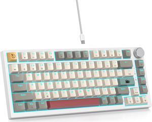 75% Wired Keyboard with Knob, 75 Percent Gaming Keyboard Hot Swappable Gasket Mount,Red Switch,RGB Backlit 82 Keys TKL Mechanical Keyboard,NKRO Compact Keyboard for PC Laptop Windows Gamer(Gray rice)