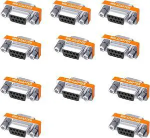 YIOVVOM DB9 Null Modem Adapter Female to Female Slimline Data Transfer Serial Port Adapter Set of 11
