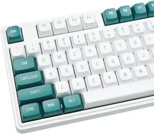GEKUCAP PBT Keycaps - 150 Keys White CSA Profile Custom Keyboard Keycaps Set for 61/64/68/84/87/100/104/108 Cherry MX Switch Mechanical Keyboards (White/Dark Green)