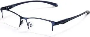 ZanyLen Blue Light Blocking Glasses for Men Semi Rimless Rectangular Computer Glasses Anti Glare UV Gaming Eyeglasses(Trendy Blue Metal Eyeglasses)