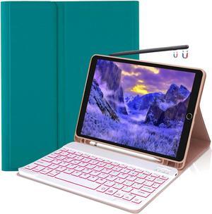 HAASHADA Keyboard Case for Samsung Galaxy Tab S6 Lite 10.4" 2022/2020(SM-P610/P613/P615/P619), Backlit Bluetooth Keyboard Detachable Slim Stand Cover S Pen Holder (Dark Green)