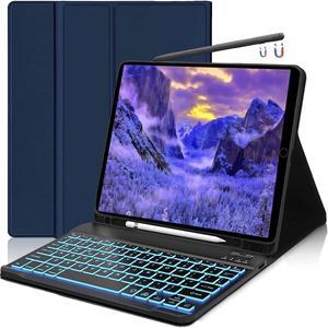 HAASHADA Keyboard Case for Samsung Galaxy Tab S6 Lite 10.4" 2022/2020(SM-P610/P613/P615/P619), Backlit Bluetooth Keyboard Detachable Slim Stand Cover S Pen Holder (Blue)