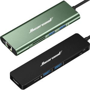 Hiearcool 7IN1 USB C Hub and 8IN1 USB C Adapter, Adapter USB C Dongle for MacBook Pro USB C to HDMI Multi-Port Adapter