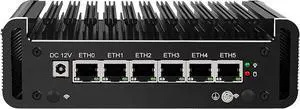 HKUXZR Firewall Appliance Mini PC, Intel Pentium N6005 Quad Core 6xIntel I226 2.5G Ethernet VPN Router PC AES-NI HDMI DP Barebone No Ram(DDR4) No SSD(PCIE 3.0)