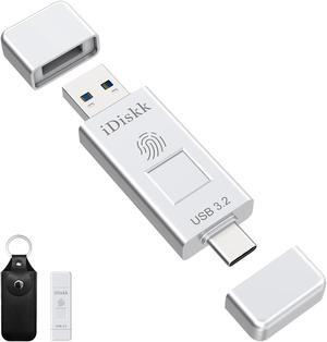 iDiskk SSD 512GB 500MB/S Fingerprint Encryption High Speed Flash Drive Photo Stick for iPhone 15/15 Plus/15 Pro/15 Pro Max,USB C iPad, MacBook,Laptops,Android &PC,ONE-Click Backup Photos &Videos