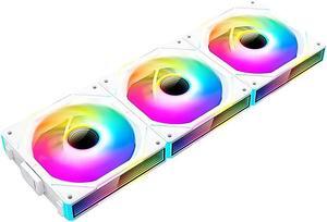 ICOLER UNI Fan 120 Reverse Fan White Edition Infinity Mirror Module Daisy-Chain 5V ARGB Fan 120mm Triple Pack Suitable for Computer Case & CPU Cooling