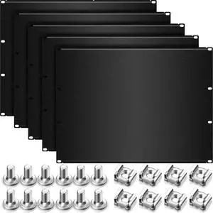 Leinuosen Blank Rack Mount Panel Spacer Metal Blank Panel Black Server Rack Accessories Mount Filler for 19 Inch Server Network Enclosure Cabinet Cable(8U,5 Pcs)