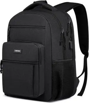 LIBENED Backpack for Men Women, Large School Backpack, Sturdy Travel Laptop Backpack with USB Charging Port Fits 17.3 inch Notebook, Water Resistant College Backpack for Travel Business