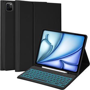 MMK iPad Air 13 inch (M2) 2024 & iPad Pro 12.9 Case with Keyboard, Keyboard case for iPad Pro 12.9 inch 6th 5th & iPad Air 13 inch, Backlit Bluetooth Wireless Keyboard, with Pencil Holder - Black