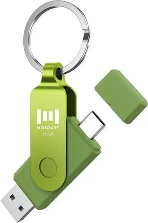 MOSDART 512GB USB C Dual Flash Drive Speed Up to 150MB/s with Keychain - 2 in 1 OTG USB3.1 Type-C Thumb Drive Memory Stick for USB-C Android Phones, iPhone 15, MacBook, iPad, Computers, etc. Green