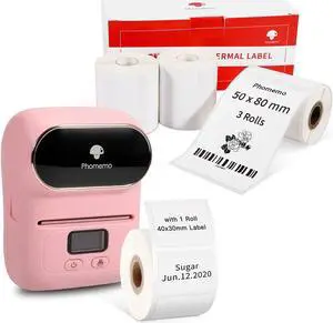 Phomemo M110 Bluetooth Label Maker with 3 Rolls 1.96'' x 2.75'' (50x70mm) Thermal Labels- Thermal Label Maker Printer Apply to Labeling, Office, Cable, Retail, Barcode, Compatible with Android & iOS