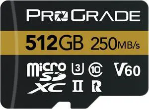 ProGrade Digital microSD Memory Card - V60 microSD Card for DSLR and Action Cameras - High Speed Transfer of Files & Large Storage - Up to 250MB/s Read and 130MB/s Write Speed 512GB