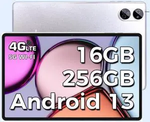 JXCNSNW Android Tablet 10.1" inch, 4G LTE Dual SIM, 16GB RAM,256GB Storage,Supports Extend 1TB, IPS Touchscreen,Dual Camera, WiFi/WLAN/Bluetooth/GPS,TYD-109 (Silver, 256 GB)