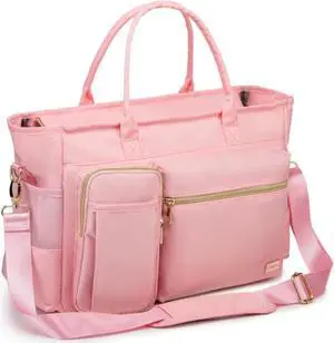 Rabjen Nurse Tote Bag for Work with Padded 15.6 Laptop Sleeve, Medical Supplies Shoulder Bag for Home Health Care