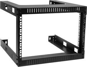 RIVECO 6U 19" Wall Mount Network Rack - 17.7" Deep 2 Post Shelf Open Frame Cabinet Easy Assembly Firm Constructed for Internet/Server/AV/Home Equipment/Patch Panel Heavy Duty Light Weight, Black
