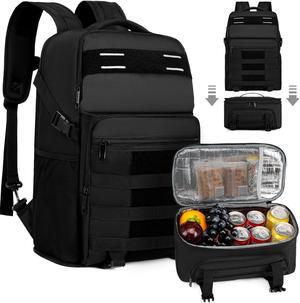 Lunch Backpack, Insulated Cooler Backpack Removable Lunch Box for Men Women, 15.6 Inches RFID Blocking Laptop Backpack Lunch Bag for Work Travel Black