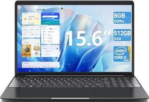 SGIN 156 Inch Laptop Laptops Computer with 8GB DDR4 512GB SSD I3 Processor up to 24 GHz Mini HDMI WiFi 5 7000mAh Numeric Keypad TypeC USB30 WebcamBlack