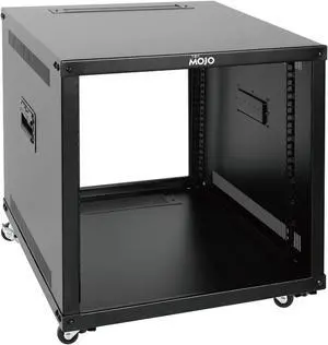 Tecmojo 9U Portable Rolling Network Rack, 4-Post Mobile Open Frame Server Rack with Wheels, Free Standing Server Cabinet for Computer/Data/AV/IT Equipment/Network Equipment