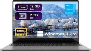 thunderb E156S 15.6" Laptop - Intel Quad-Core, 12GB RAM, 1TB SSD, Windows 11 Pro, Fingerprint, Backlit Keyboard, HDMI, Bluetooth, USB 3.0, HD Webcam, Superior Sound