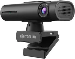 TOALLIN GC80 4K Auto Tracking Webcam, AI Tracking by Gesture Control, Streaming Webcam with Dual Microphones, Image Stabilization, PTZ Web Camera for Online Video Calls