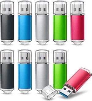 TOPESEL 16GB 10Pack 3.0 USB Flash Drive High Speed 16gb Thumb Drive Memory Stick Jump Drive 16G USB Drive Zip Drive for PC laptops, tablets, TVs, car audio(5 Mixed Colors: Black Blue Green Red Silver)