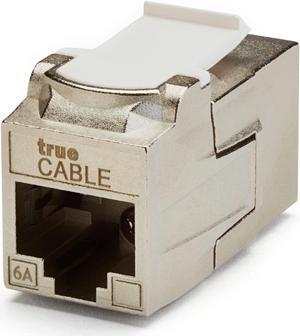 trueCABLE Shielded Cat6A Keystone Jack Coupler, PoE++ (4PPoE), UL Listed, ETL Verified, ANSI/TIA 568-2.D Cat 6A Performance Compliant, Female to Female RJ45 Couplers, 12 Pack