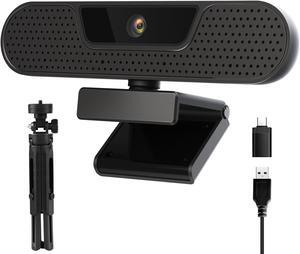 VIZOLINK 4K Webcam, Computer Camera with 4 Noise-canceling Microphones for Computer/Laptop/Mac, Privacy Cover and Tripod, Work with Video Conference, Live Streaming, Gaming, Video Calls, Zoom