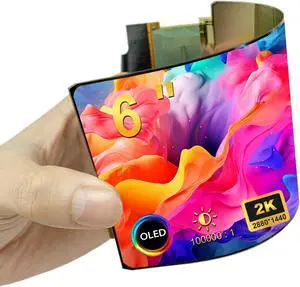 wisecoco 6 inch Flexible Screen Upgraded Version 2K 2880x1440 OLED Bendable Display with HDMI Driver Control Board Landscape Mode by Default Compatible with Windows MAC OS Linux Android