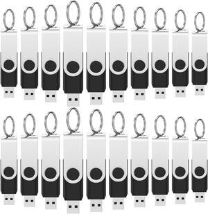 Wooolken 20Pack 2GB USB 2.0 Flash Drive with Keychains,Swivel USB Thumb Drives Memory Stick USB Drive for PC Laptop Computer (Black)
