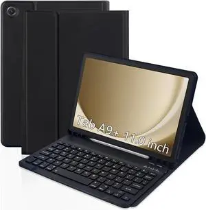 XCHYTECHER Keyboard Case for Samsung Galaxy Tab A9 Plus 11.0 inch (SM-X210/X215/X216/X218),Rechargable Detachable Keyboard with Type-C Charging Port Cover for Tablet A9+ 2023 5G (Black)