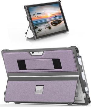 Case for 12.3" Microsoft Surface Pro 7+/Pro 7/Pro 6/Pro 5/Pro 4 Protective Rugged Cover Case, with Surface Pen Holder and Hand Strap, Compatible with Surface Pro Type Cover Keyboard (Light Purple)