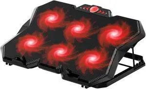 Laptop Cooling Pad, 6 Height, Silent Design with Large Size Compatibility and Efficient Heat Dissipation for 19in Laptops, Gaming Notebook Cooler, Metal Mesh Chill Mat