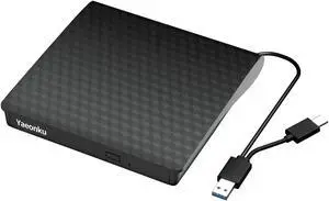 Yaeonku External Bluray Drive, USB 3.0 and Type-C Blu Ray Burner Player Slim 3D Optical Blu-Ray DVD CD player Compatible with Windows XP/7/8/10/11 Mac OS for PC Laptop Desktop MacBook