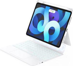 ZENLU iPad Case with Keyboard Detachable for 11inch iPad Pro (1/2/3/4 Gen) & 10.9 iPad Air 4/5/6(2024) Gen, Rugged Case with Trackpad, Pencil Holder, 7-Color Backlights, Vertical Kickstand (White)