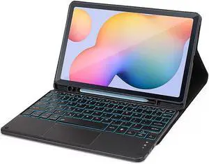 SaharaCase Protection Bluetooth Keyboard Case with Mouse Pad for Samsung Galaxy Tab S6 Lite (2020/2024) [Shockproof Bumper] Heavy Duty Rugged Protection Antislip Integrated Kickstand - Black