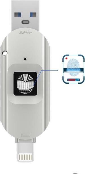 for iPhone USB3.0 Encrypted Drive Drive External Storage Fingerprint Encryption USB Flash Drive for iPhone/iPad/Mac/PC USB3.0 Flash Drive 128GB