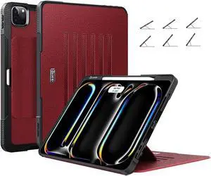 ZtotopCases for New iPad Pro 13 Inch Case 7th Gen M4(2024)/ Pro 12.9 Inch 6th/5th/4th Generation 2022/2021/2020, [6 Magnetic Stand Angles] Protective Cover with Pencil Holder, Auto Wake/Sleep, Red