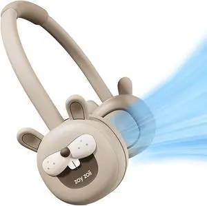 Zoy zoii Neck Fan for Kids, Hands Free Bladeless Fan, Portable Wearable Personal Fan, Rechargeable 3 Speeds Gift for Boy Girl Travel Outdoor, Bunny