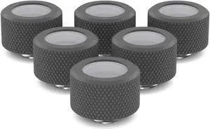 PrimoChill 16mm OD Rigid SX Fitting - 6 Pack - TX Matte Gun Metal