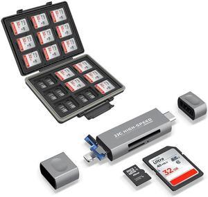 3IN1 SD Card Reader for iPhone iPad MacBook+54 Slots Memory Card Case