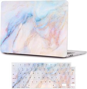 SaharaCase - Apple MacBook Air 15" M2 and M3 Chip Laptops Hybrid-Flex Arts Case with Silicone KeyPad Cover - Sleek Hard Shell, Snap-On, Anti-Slip Grip (Blue Marble)