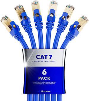 Cat 7 Ethernet Cable 10 ft - High-Speed Internet & Network LAN Patch Cable, RJ45 Connectors - 10ft / Blue / 6 Pack - Perfect for Gaming, Streaming, and More