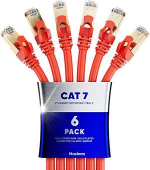Cat 7 Ethernet Cable 10 ft - High-Speed Internet & Network LAN Patch Cable, RJ45 Connectors - 10ft / Orange / 6 Pack - Perfect for Gaming, Streaming, and More
