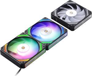 LTC CF-121D 120mm PC Case Fan, Daisy-Chain Connection, 5V 3Pin ARGB Lighting, 4 Pin PWM Case Fan, for Radiator/Computer Case Cooling, 120x120x25mm, 3 Pack, Black
