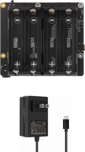 Geekworm X1202 4-Cell 5V UPS Shiled+PD 27W Power Adapter for Raspberry Pi 5| Max 5.1V 5A Output|Wide 6-18V Input|Auto Power On|Safe Shutdown|Power Loss Detection