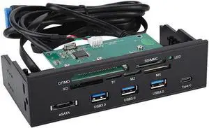 5.25-inch Front USB 3.0 Interface 6 Slot Multifunctional Built-in Card Reader Instrument Panel PC Front Panel, Supports M2, MS, SD, XD, 64G CF Card