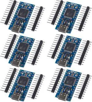 6pcs Pro Micro for Atmega32U4 5V 16MHz Bootloadered IDE Micro USB Pro Micro Development Board Microcontroller Compatible for Pro Micro Serial Connection with arduino Pin Header (Type-C USB)