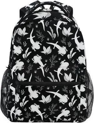 Fisyme Sea Fish Axolotls Backpack Laptop Bag Daypack Travel Hiking School Backpacks for Men Women Kids Girls Boys