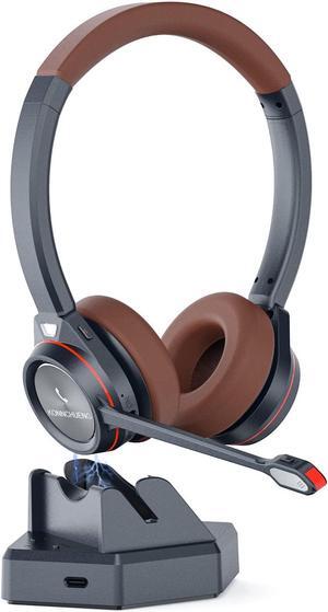 Wireless Headset with Microphone for Work, in-Built with USB Dongle for PC, Bluetooth Headset for Computer Cell Phone Home Office Microsoft Teams Skype Video Conference Voice Recognition