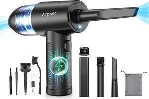 Compressed air Duster, 3 Gear Adjustable 70000RPM Electric Air Duster & Vacuum Cleaner 2 in 1 with LED Light, Cordless air Blower for Computer Keyboard Car Cleaning 7600mAh Rechargeable Dust Remover
